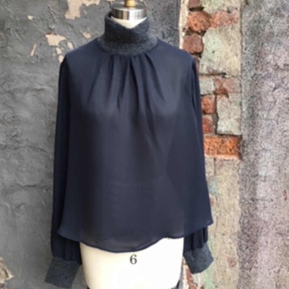 ELEVENTY NAVY SILK Blouson